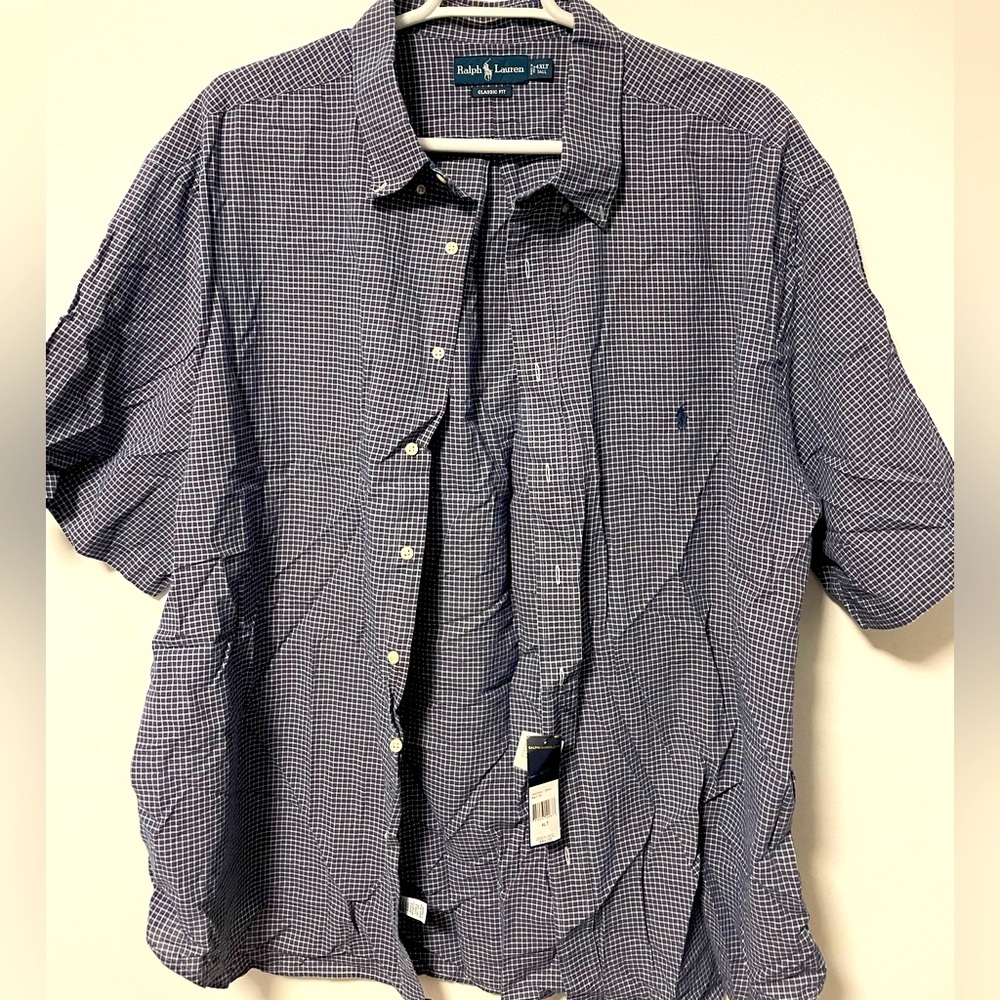 RL short sleeve plaid button down